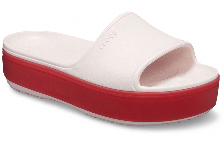 Lookbook Crocs Crocband Platform Slide 'White Red' 205631-6QB
