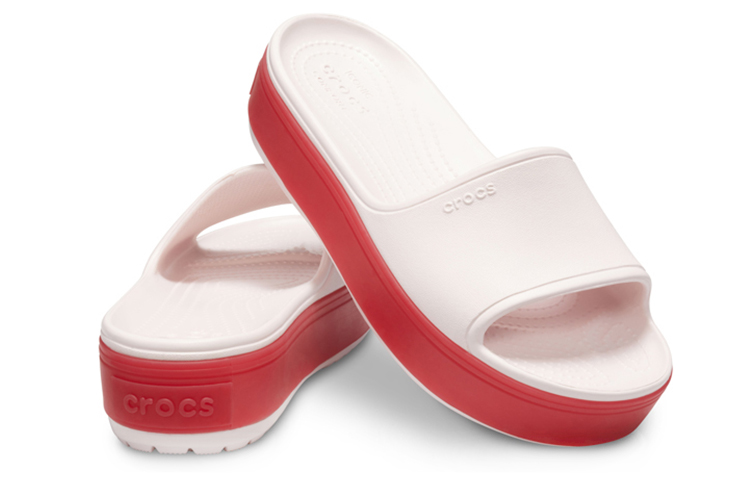 Shop Crocs Crocband Platform Slide 'White Red' 205631-6QB