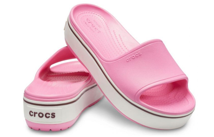 Shop Crocs Crocband Platform Slide Thick Sole Pink Slippers 205631-6QF