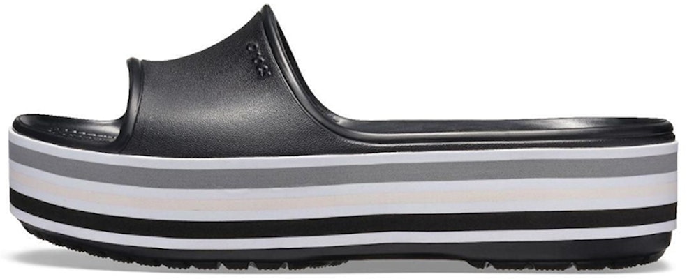 Crocs Crocband Platform Slides 'Black Grey White' 205693-001 Buy Crocs Crocband Platform Slides 'Black Grey White' 205693-001
