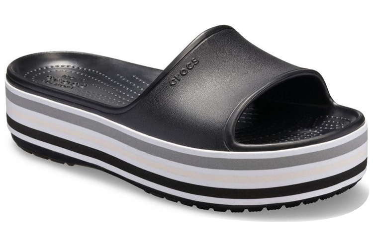 Lookbook Crocs Crocband Platform Slides 'Black Grey White' 205693-001