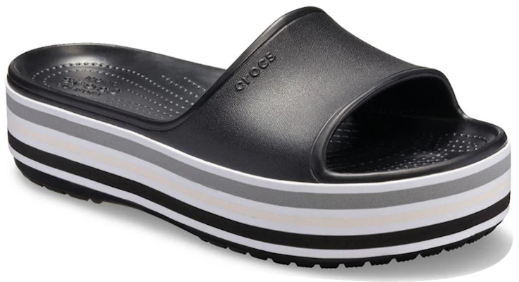 Crocs Crocband Platform Slides 'Black Grey White' 205693-001 Lookbook Crocs Crocband Platform Slides 'Black Grey White' 205693-001