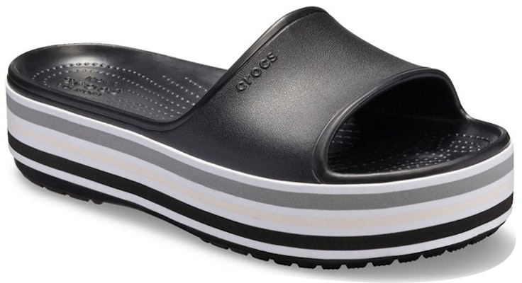 Crocs Crocband Platform Slides 'Black Grey White' 205693-001 Lookbook Crocs Crocband Platform Slides 'Black Grey White' 205693-001