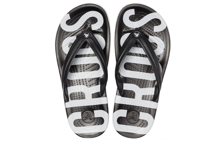 Shop Crocs Crocband Printed Flip Flip-Flops Black White 205943-066