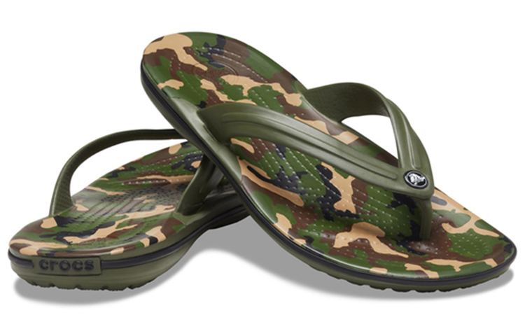 Shop Crocs Crocband Printed Flip Flops 'Green' 205943-30Q
