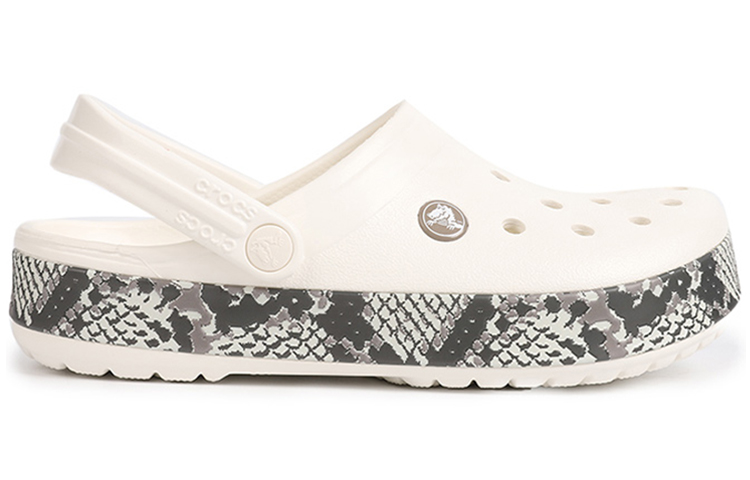 Order クロックス クロックバンド スネークプリント クロッグ 'ホワイト ブラック' 206380-13T 206380-13T