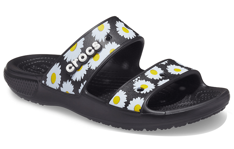 Crocs Daisy Lightweight Wear-Resistant Sports Slippers Unisex Black White 圖 3