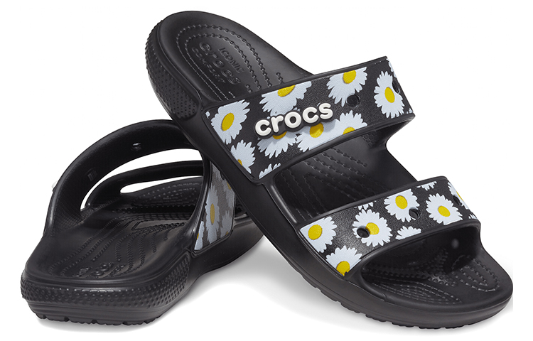 Crocs Daisy Lightweight Wear-Resistant Sports Slippers Unisex Black White 圖 4