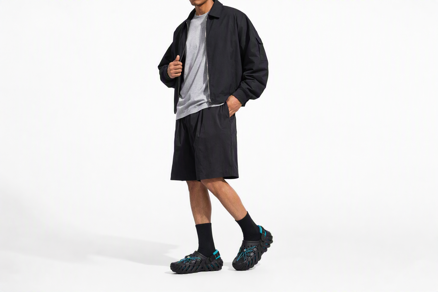 Order Crocs Echo 反光鞋带便鞋 '黑色青蓝' 210004-001