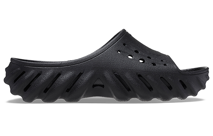 Lookbook Crocs卡駱馳 波波一字 運動拖鞋 男女同款 黑色
