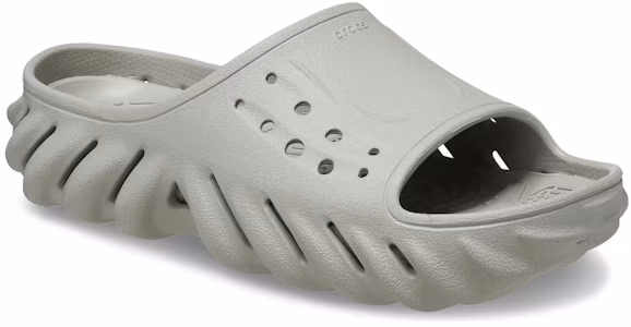 Lookbook Crocs卡駱馳 Echo 舒適百搭氣質潮流 一字拖鞋 男女同款 米白色
