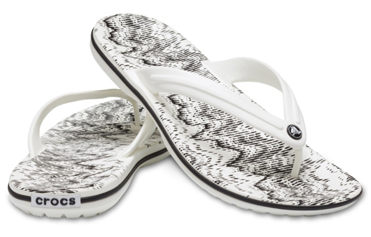 Shop Crocs Flip Flop 'White Black Wave Pattern' 206475-103