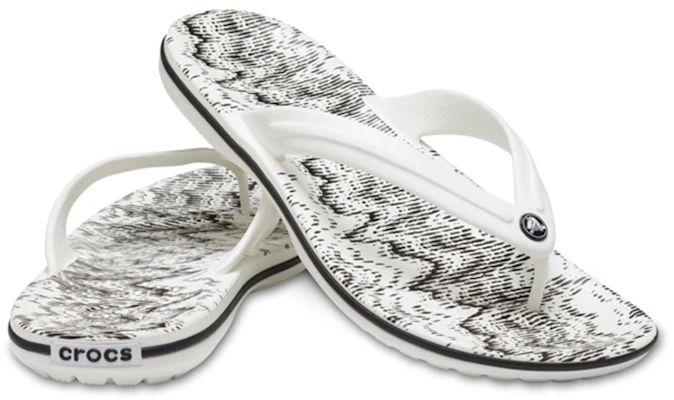 Crocs Flip Flop 'White Black Wave Pattern' 206475-103 Shop Crocs Flip Flop 'White Black Wave Pattern' 206475-103