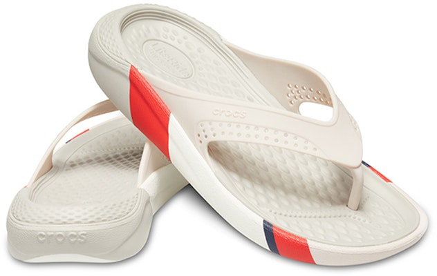 Crocs LiteRide Colorblock Slides 'White Red' 205625-6PL Shop Crocs LiteRide Colorblock Slides 'White Red' 205625-6PL