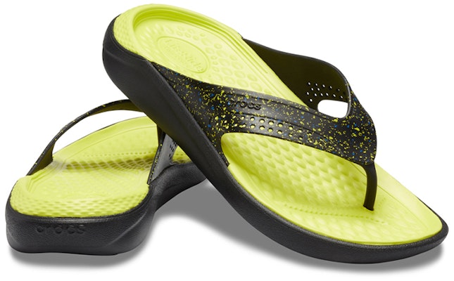 Crocs LiteRide Flip Flops 'Black Yellow' 205940-060 Shop Crocs LiteRide Flip Flops 'Black Yellow' 205940-060