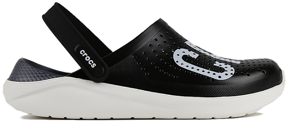 Sandal Crocs LiteRide Logo Unisex Hitam 'Black White' dengan Desain Berongga 205893-066 Order Sandal Crocs LiteRide Logo Unisex Hitam 'Black White' dengan Desain Berongga 205893-066