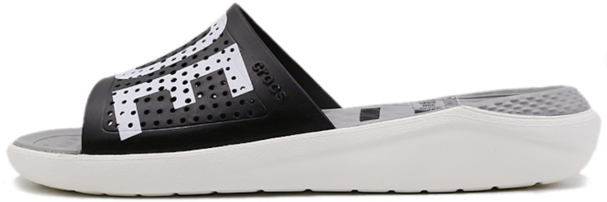 Crocs LiteRide LOGO Unisex Black Slippers 'Black White' 205562-066 Buy Crocs LiteRide LOGO Unisex Black Slippers 'Black White' 205562-066