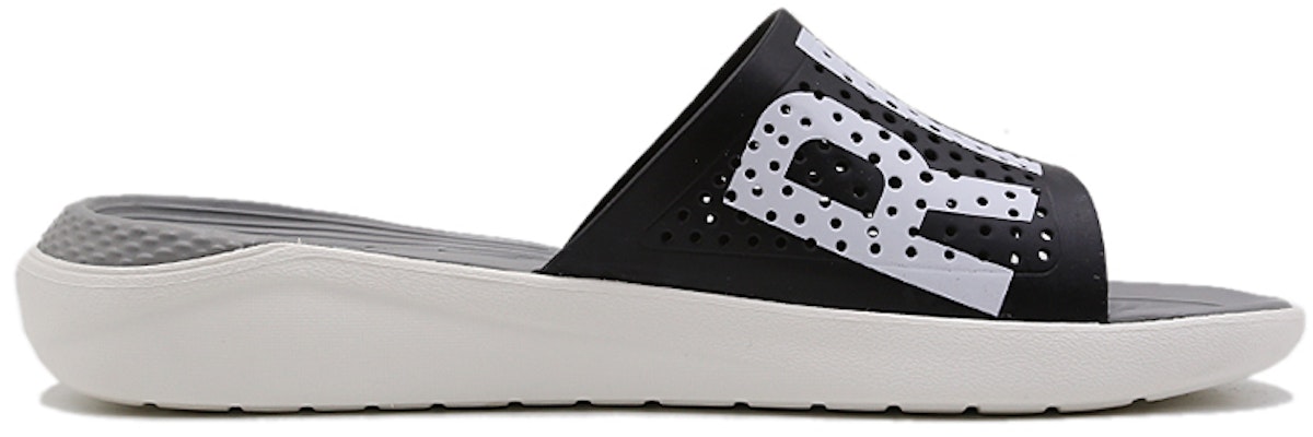Crocs LiteRide LOGO Unisex Black Slippers 'Black White' 205562-066 Order Crocs LiteRide LOGO Unisex Black Slippers 'Black White' 205562-066
