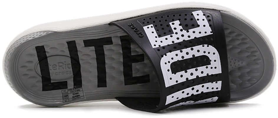 Crocs LiteRide LOGO Unisex Black Slippers 'Black White' 205562-066 Shop Crocs LiteRide LOGO Unisex Black Slippers 'Black White' 205562-066