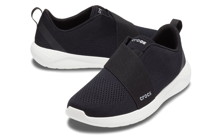 Shop Crocs卡駱馳 LiteRide Modform Slip-On 輕便透氣減震 低幫 跑步鞋 男女同款 黑白