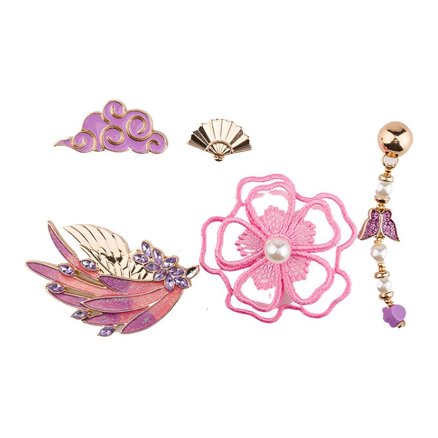 Crocs National Style 5-Piece Set Zinc Alloy Acrylic Shoe Charms Pink Unisex. 10013140