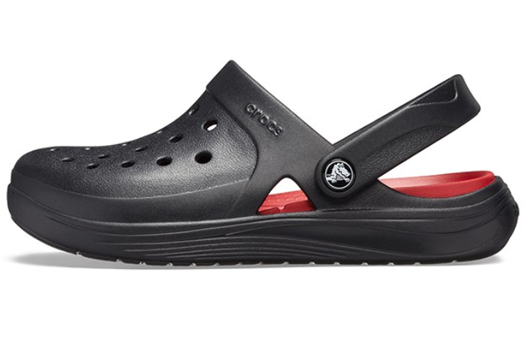 Crocs Reviva Beach Sandals Black Red 205852-0BU