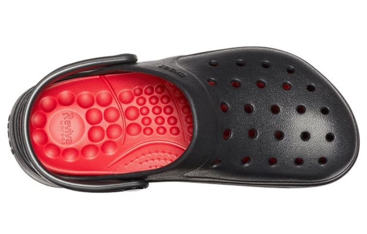 Shop Crocs Reviva Beach Sandals Black Red 205852-0BU