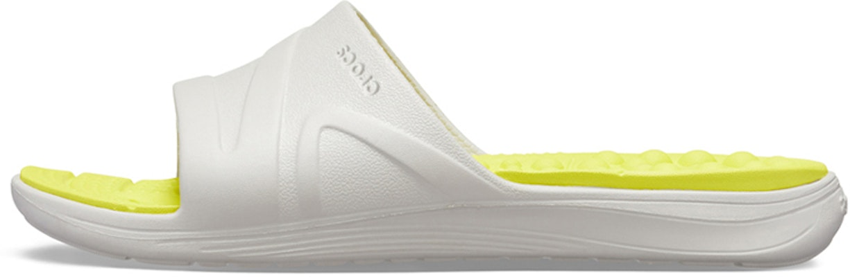 Crocs Reviva Broad Strap Round Toe Slides 'Yellow White' 205546-1CC Buy Crocs Reviva Broad Strap Round Toe Slides 'Yellow White' 205546-1CC