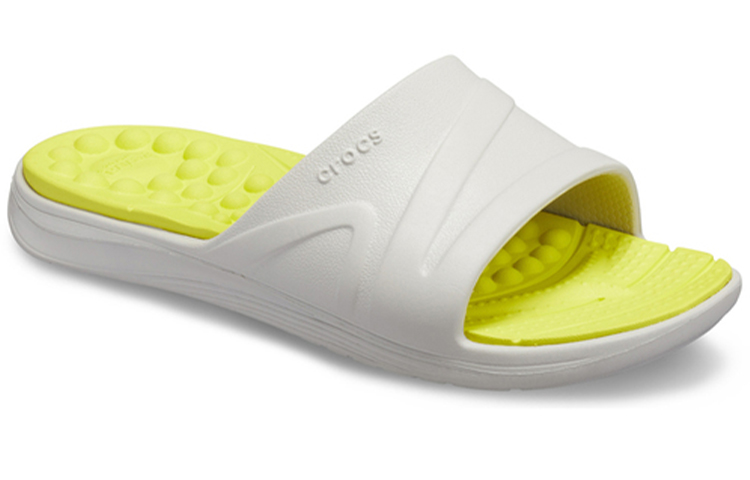 Lookbook Crocs Reviva Broad Strap Round Toe Slides 'Yellow White' 205546-1CC