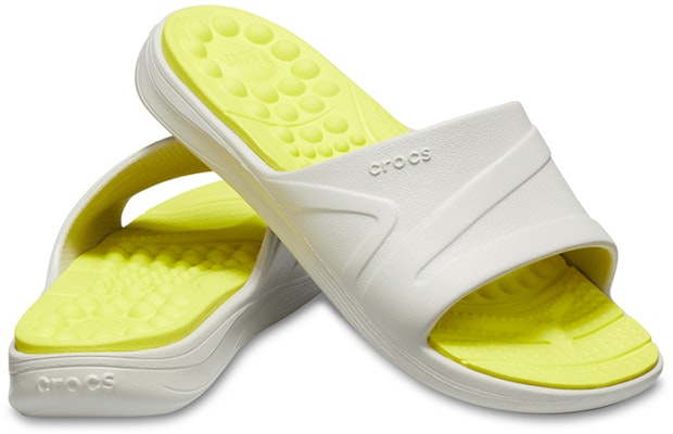 Crocs Reviva Broad Strap Round Toe Slides 'Yellow White' 205546-1CC Shop Crocs Reviva Broad Strap Round Toe Slides 'Yellow White' 205546-1CC