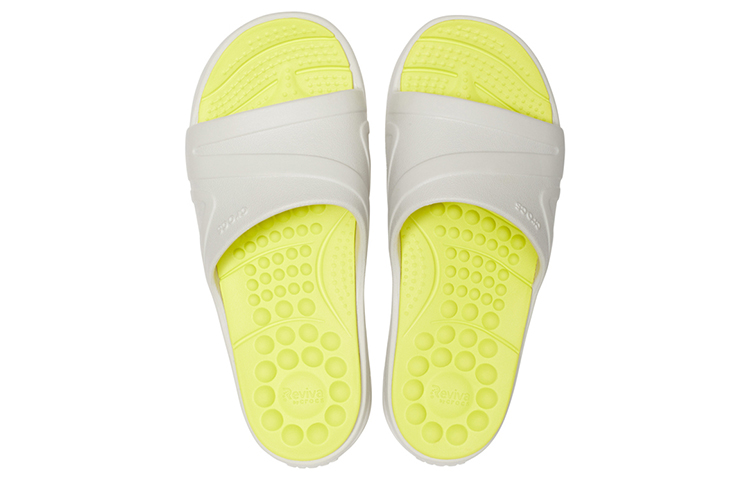 Purchase Crocs Reviva Broad Strap Round Toe Slides 'Yellow White' 205546-1CC