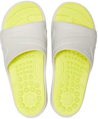Crocs Reviva Broad Strap Round Toe Slides 'Yellow White' 205546-1CC Purchase Crocs Reviva Broad Strap Round Toe Slides 'Yellow White' 205546-1CC