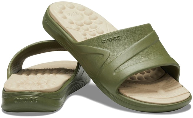 Crocs Reviva Slides 'Olive Green' 205546-3TQ Shop Crocs Reviva Slides 'Olive Green' 205546-3TQ