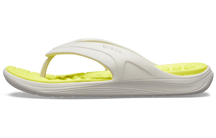 Crocs Reviva Stylish Upper Round Toe Flip Flops 'White Yellow' 205545-1CC