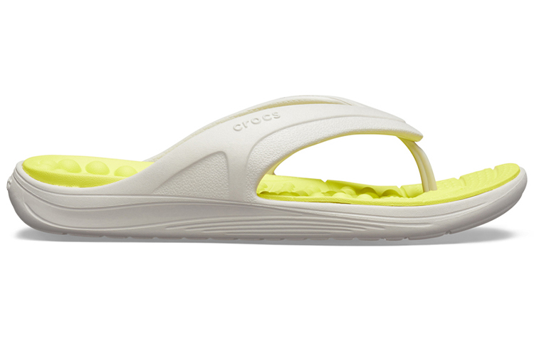 Order Crocs Reviva Stylish Upper Round Toe Flip Flops 'White Yellow' 205545-1CC