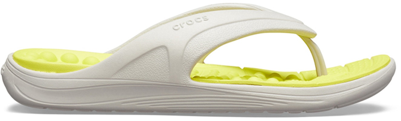Crocs Reviva Flip Flops Hujung Bulat 'Putih Kuning' Stylish 205545-1CC Order Crocs Reviva Flip Flops Hujung Bulat 'Putih Kuning' Stylish 205545-1CC