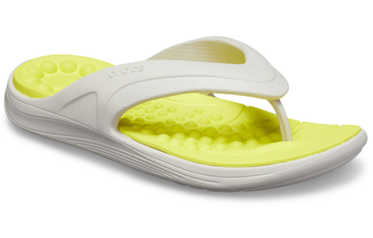 Lookbook Crocs Reviva Stylish Upper Round Toe Flip Flops 'White Yellow' 205545-1CC