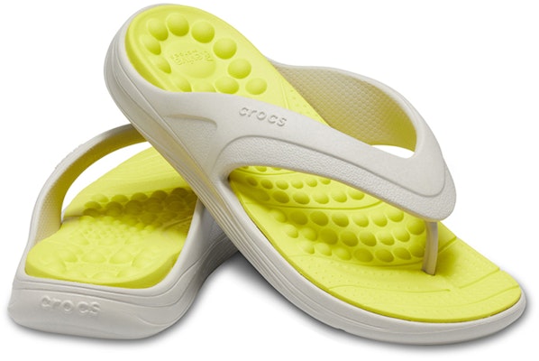 Crocs Reviva Flip Flops Hujung Bulat 'Putih Kuning' Stylish 205545-1CC Shop Crocs Reviva Flip Flops Hujung Bulat 'Putih Kuning' Stylish 205545-1CC
