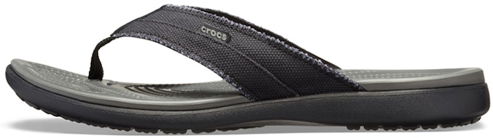 Crocs Santa Cruz Canvas Flip Flops 'Black Slate Gray' 205612-0DD Crocs Santa Cruz Canvas Flip Flops 'Black Slate Gray' 205612-0DD