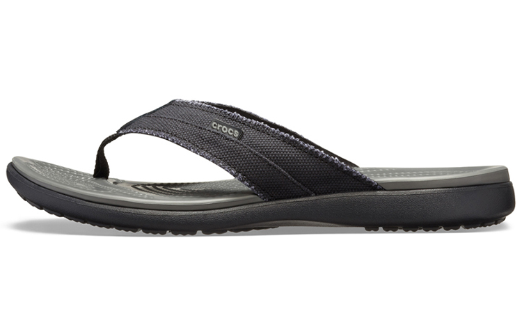 Crocs Santa Cruz Canvas Flip Flops 'Black Slate Gray' 205612-0DD