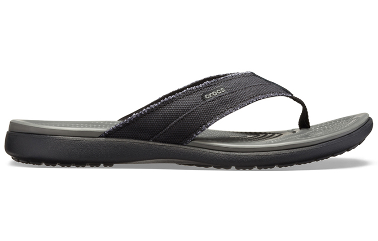 Order Crocs Santa Cruz Canvas Flip Flops 'Black Slate Gray' 205612-0DD