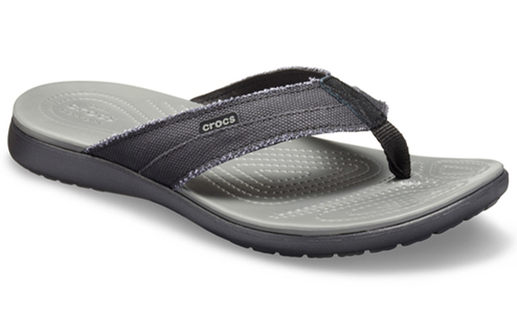 Lookbook Crocs Santa Cruz Canvas Flip Flops 'Black Slate Gray' 205612-0DD