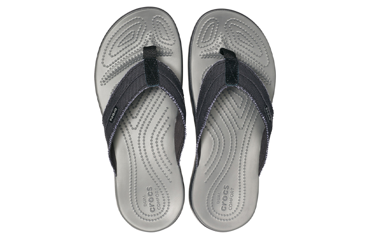 Purchase Crocs Santa Cruz Canvas Flip Flops 'Black Slate Gray' 205612-0DD