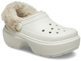 Shop Crocs卡駱馳 雪屋暖棉洞洞鞋 女款 水泥灰