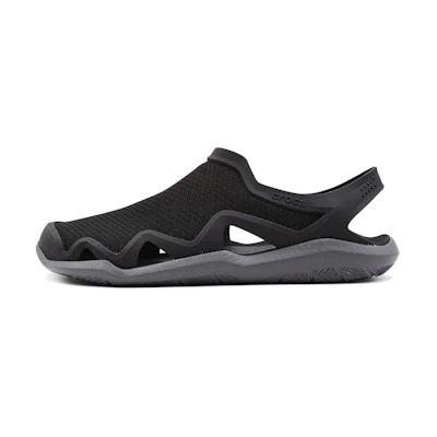 Crocs Swiftwater Wave Sandal Flats 'Black Grey'
