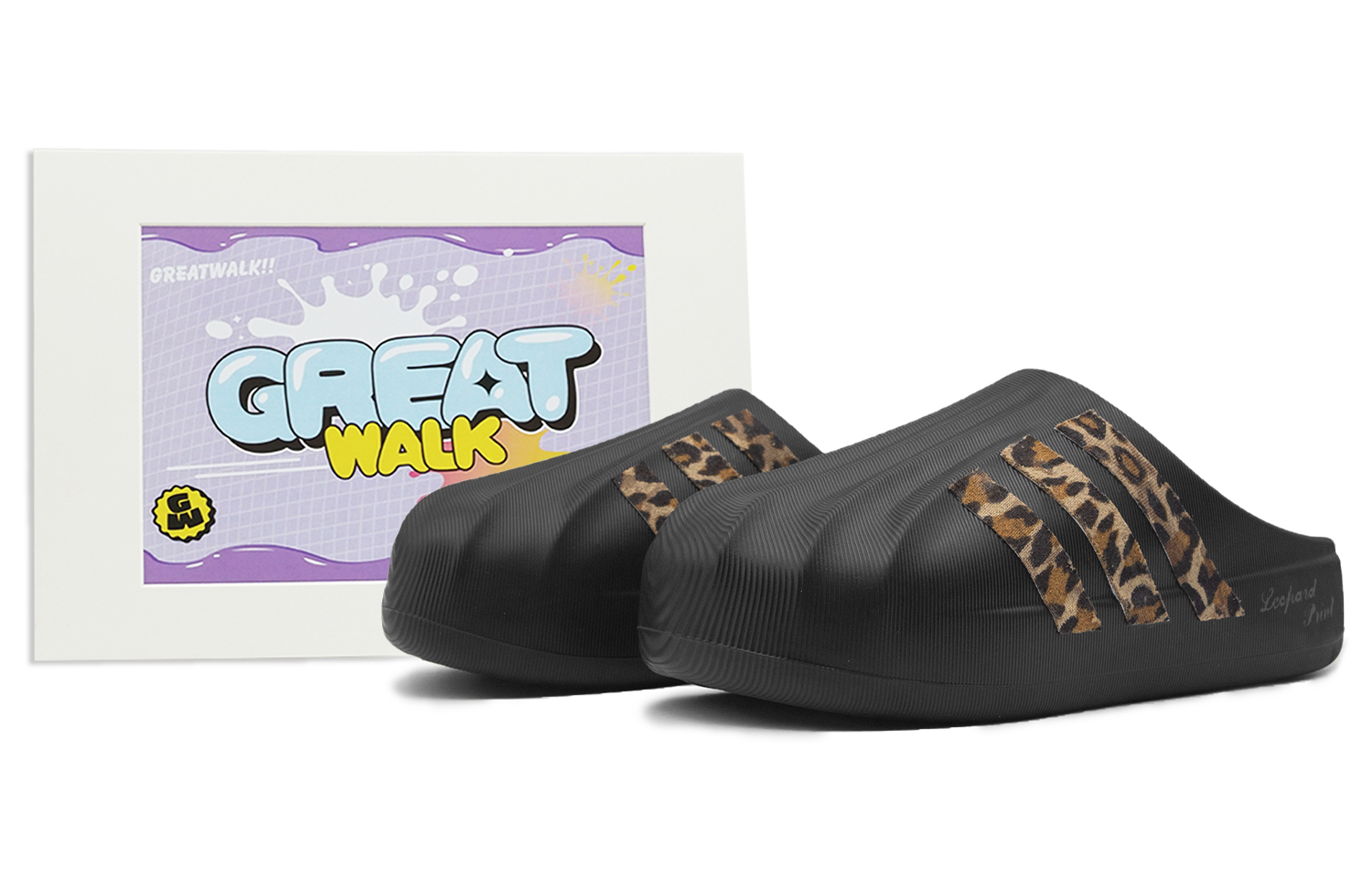 Custom adidas Originals AdiFOM Superstar Leopard EVA Slides Black Yellow . IG8277 (Team322 Relaxed Leopard Print)