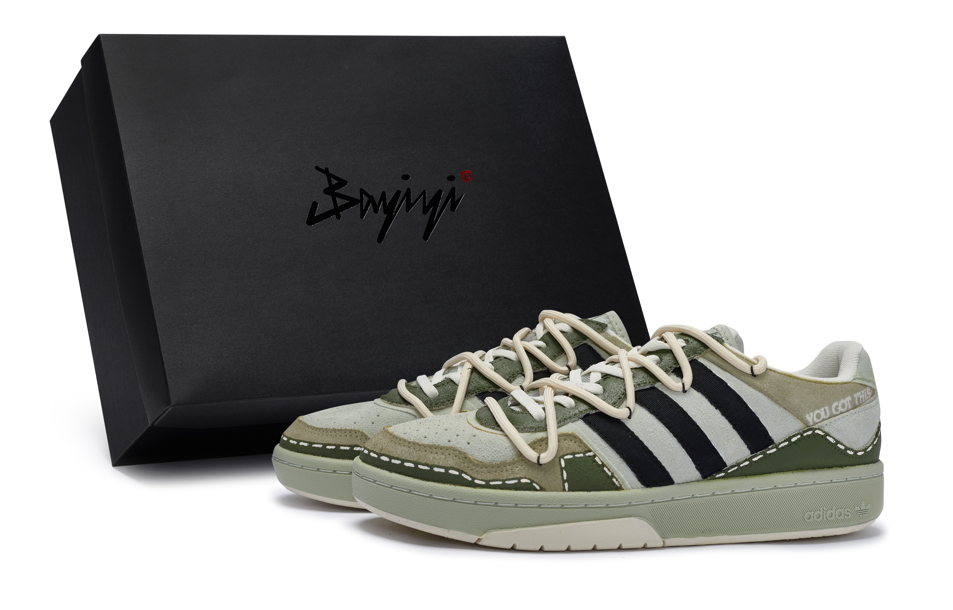 Custom adidas Originals Courtic 811 Green Black Low-Top Casual Shoes Outdoor. ID6071 (Team80 - Men's and Women's High Street Stroll S-BOX)