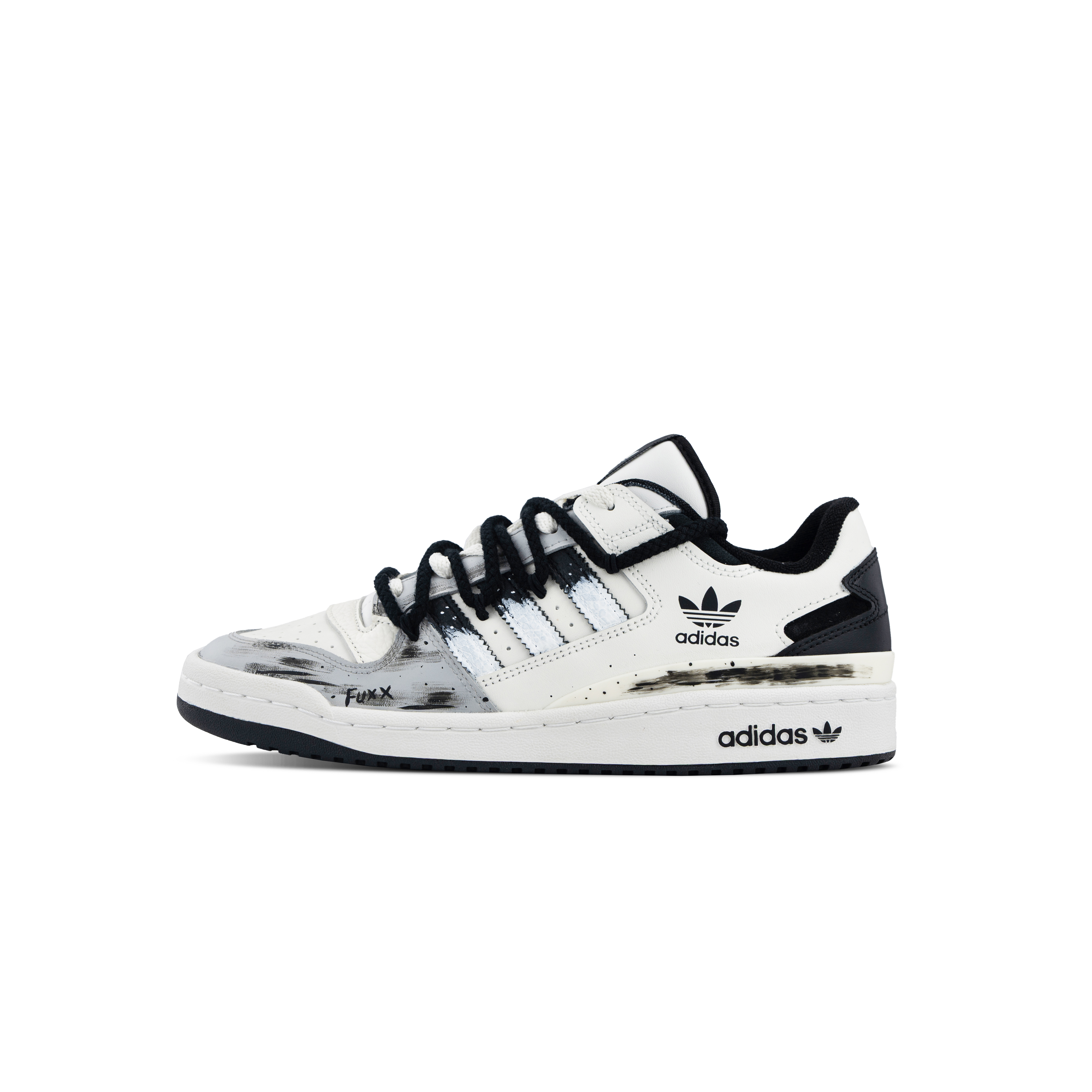 Custom adidas Originals Forum Low CL Sneakers Classic Black White IH7830 (Team1149 - Ash Gray)