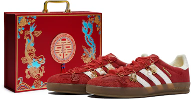 Custom adidas Originals Gazelle Indoor Wedding Sneakers Red/White/Gold . IF1808(Team80- Heavenly Gift S-BOX) Custom adidas Originals Gazelle Indoor Wedding Sneakers Red/White/Gold . IF1808(Team80- Heavenly Gift S-BOX)