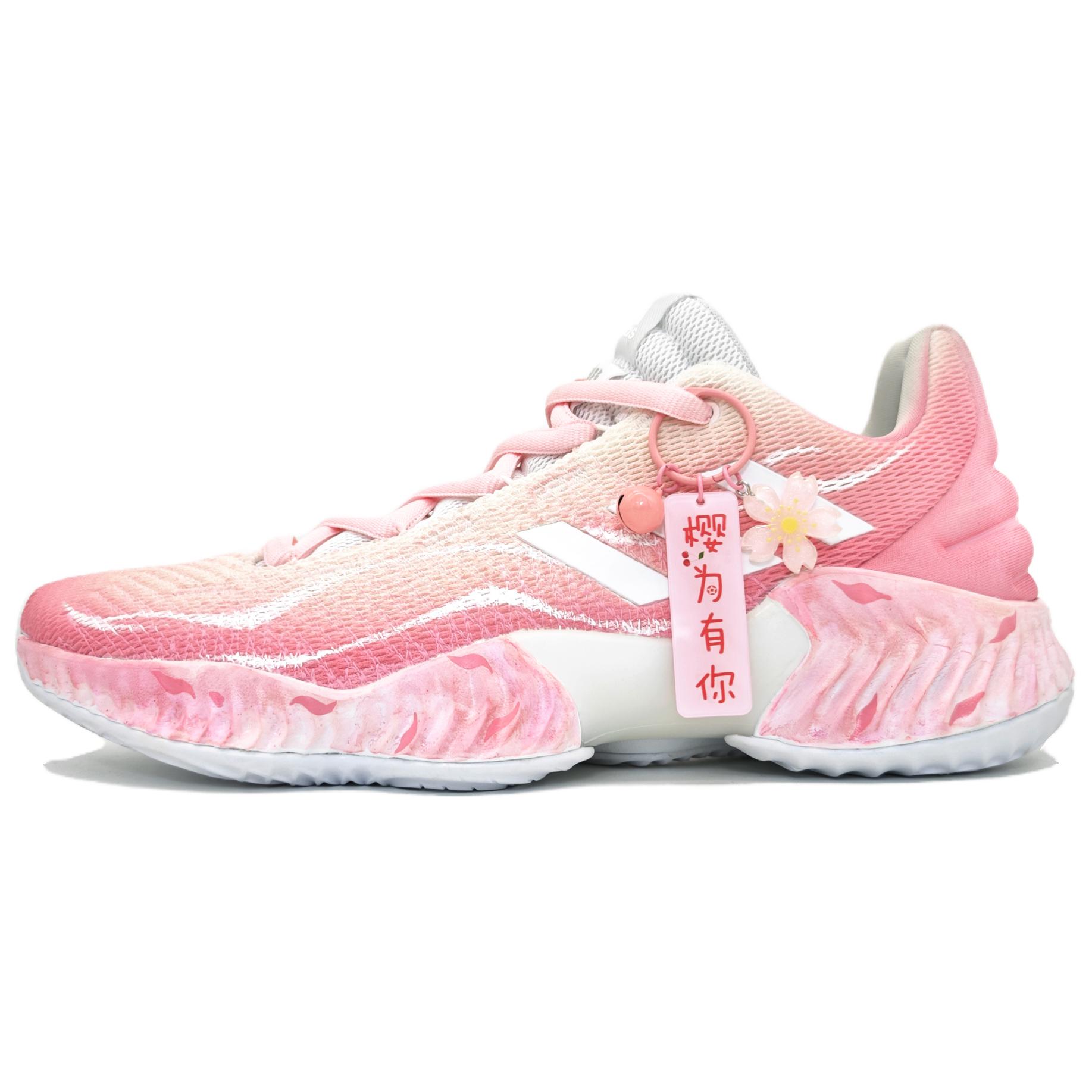 Custom adidas Pro Bounce 2018 Low Cherry Blossom Gradient Pink Basketball Shoes FW0903 (Team66 - Sakura by the Stream)